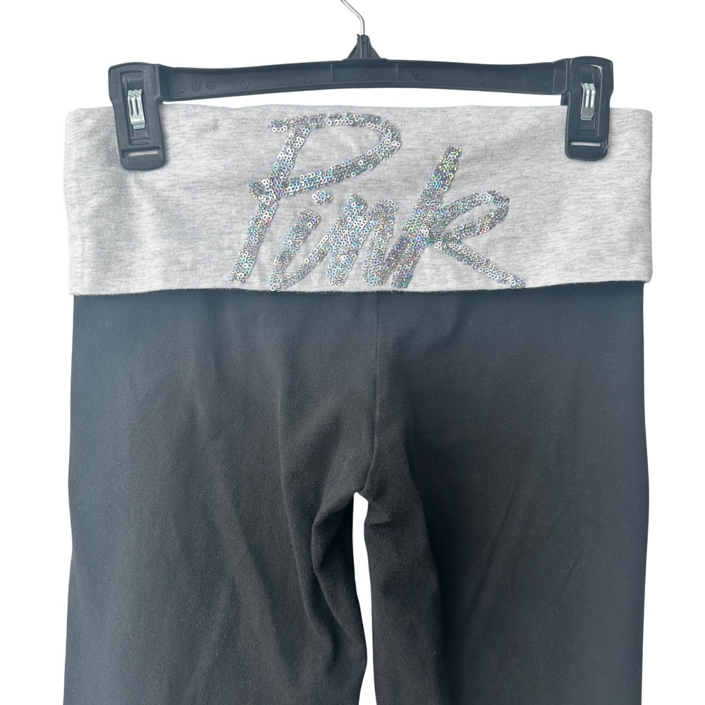 PINK Victorias Secret Y2K Foldover Size Small Skinny Yoga Leggings Bling - Picture 3 of 10